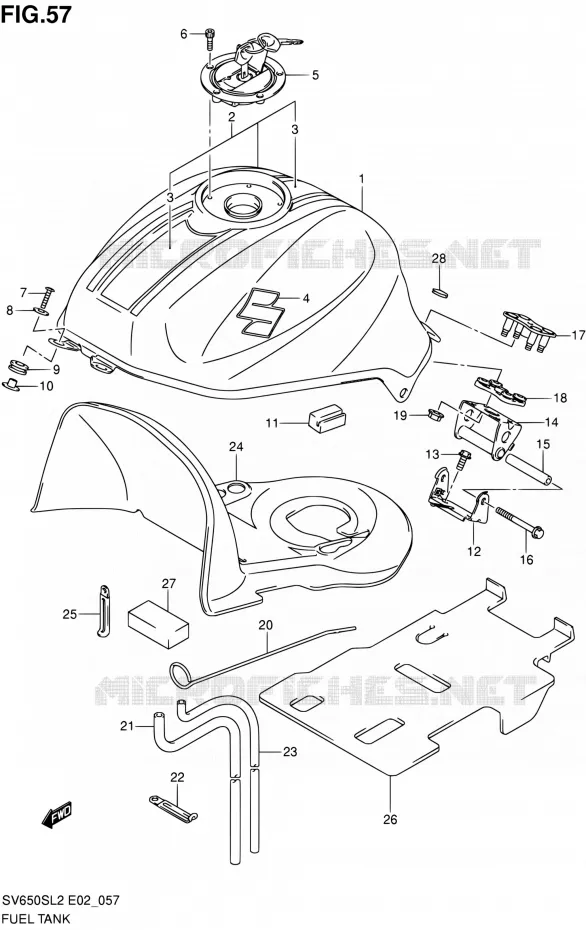 RESERVOIR D'ESSENCE (SV650SL2 E24) Suzuki MOTO 650 SV 2012  SV650SAL2(E24)