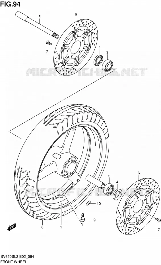 ROUE AVANT (SV650SL2 E24) Suzuki MOTO 650 SV 2012  SV650SAL2(E24)