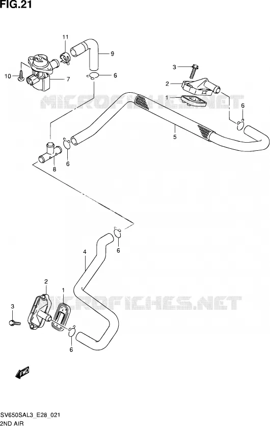 SYSTEME RECYCLAGE GAZ ECHAPPEMENT Suzuki MOTO 650 SV-S 2013  SV650SA L3 (E03,E28,E33)