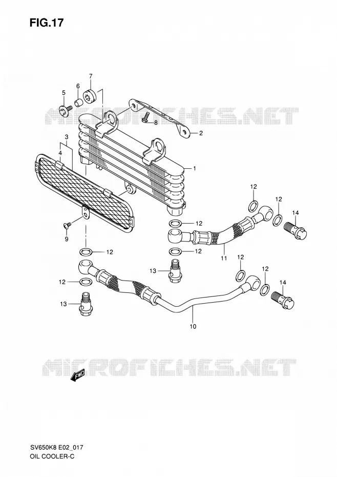RADIATEUR D'HUILE Suzuki MOTO 650 SV-S 2009  SV650SUK9(E19)