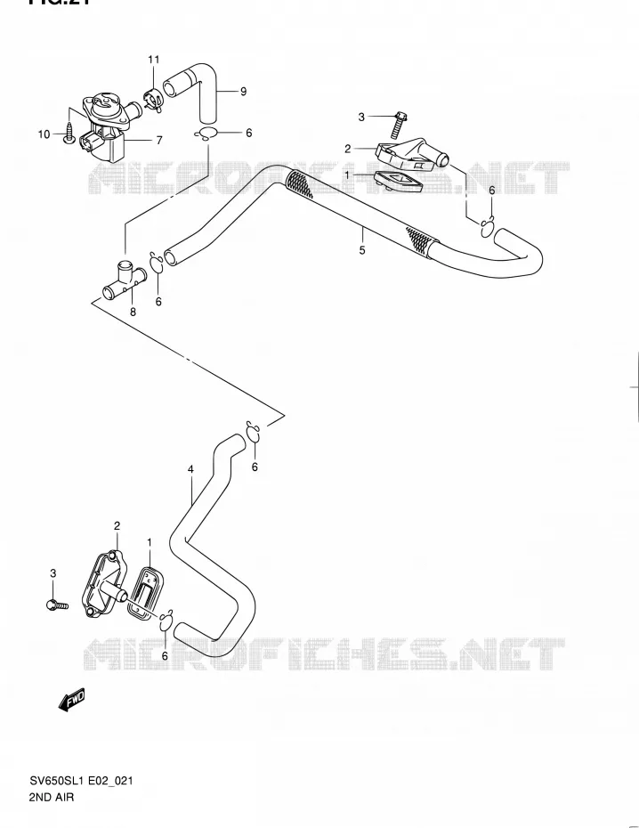 SYSTEME RECYCLAGE GAZ ECHAPPEMENT Suzuki MOTO 650 SV 2011  SV650SUL1(E24)