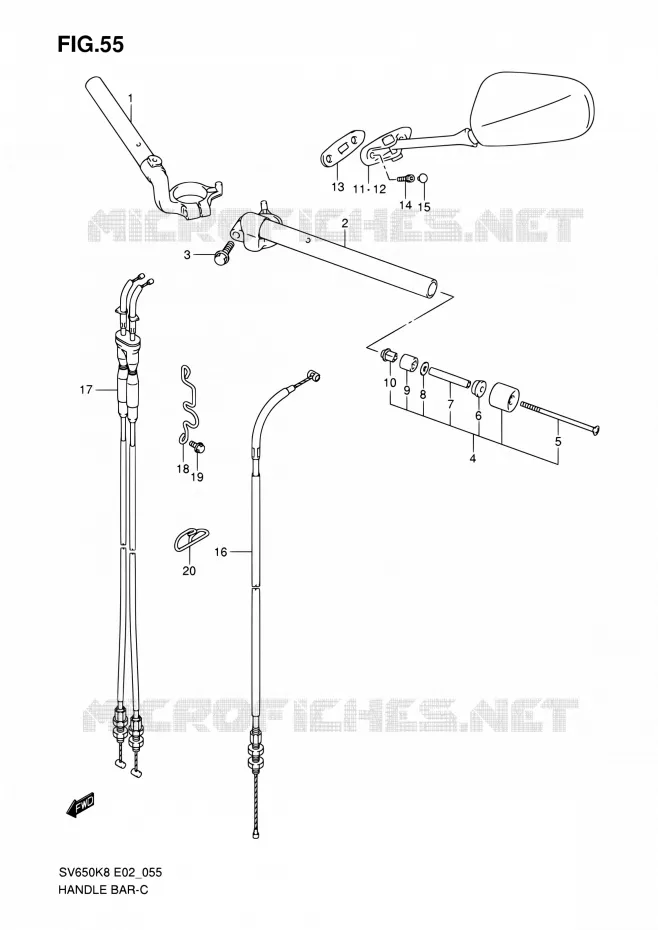 GUIDON (WITH COWLING) Suzuki MOTO 650 SV 2009  SV650UK9(E19)
