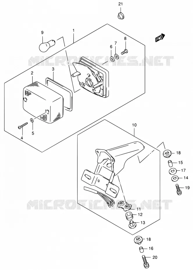 ENSEMBLE FEU ARRIERE (E01,E71,P09) Suzuki MOTO 185 TS 1997  TS185ERCV