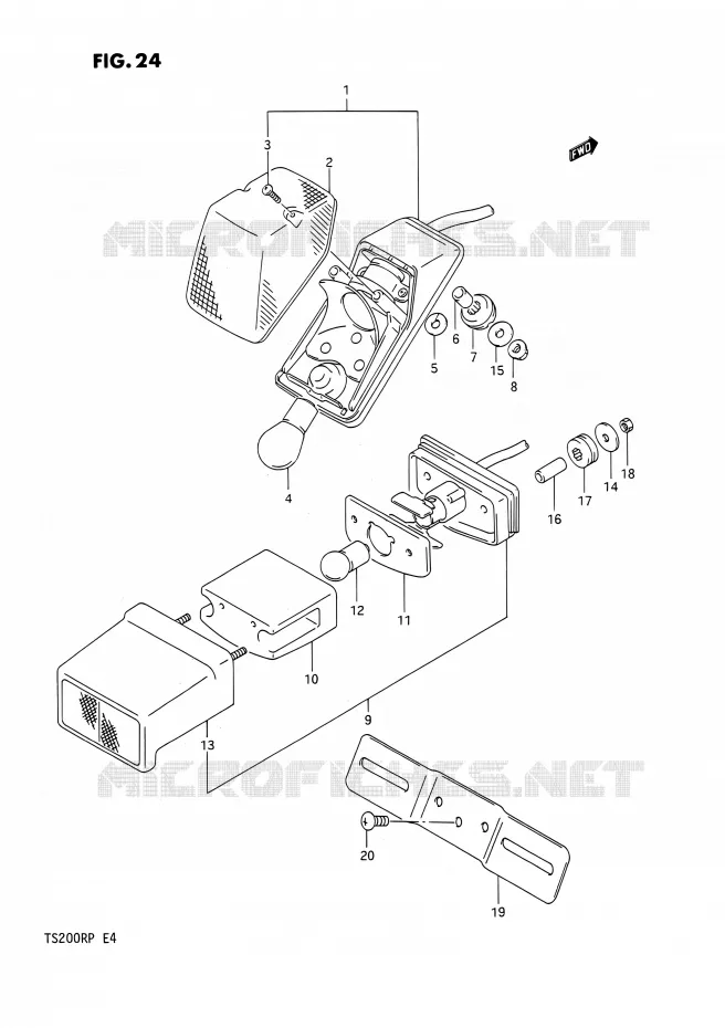 ENSEMBLE FEU ARRIERE Suzuki MOTO 200 TS-R 1992  TS200R N (E02,E04,E24)