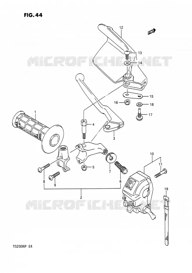 ENSEMBLE POIGNEE GAUCHE Suzuki MOTO 200 TS-R 1992  TS200R N (E02,E04,E24)