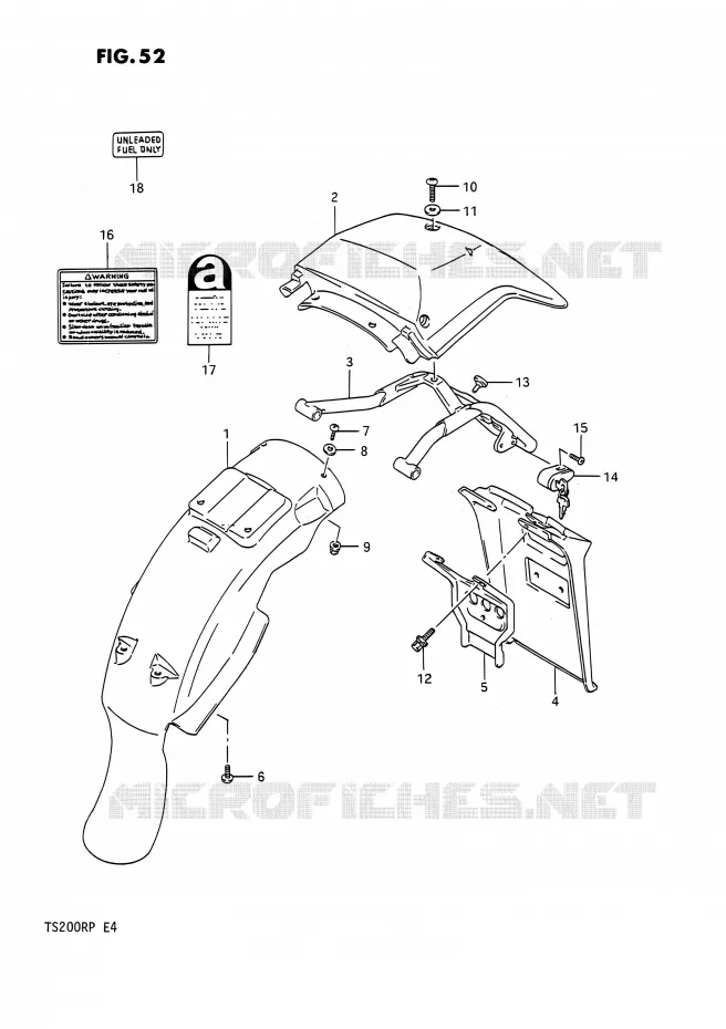 GARDE BOUE ARRIERE Suzuki MOTO 200 TS-R 1993  TS200R P (E04,E24)