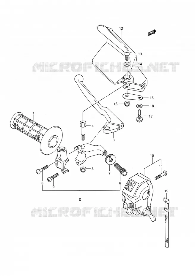 ENSEMBLE POIGNEE GAUCHE Suzuki MOTO 200 TS-R 1991  TS200R M (E03,E28,E33)