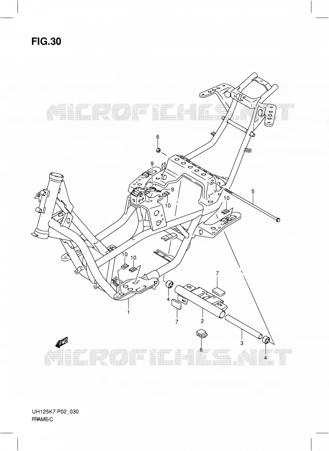 CADRE Suzuki SCOOTER 125 BURGMAN 2010  UH125L0(E02)