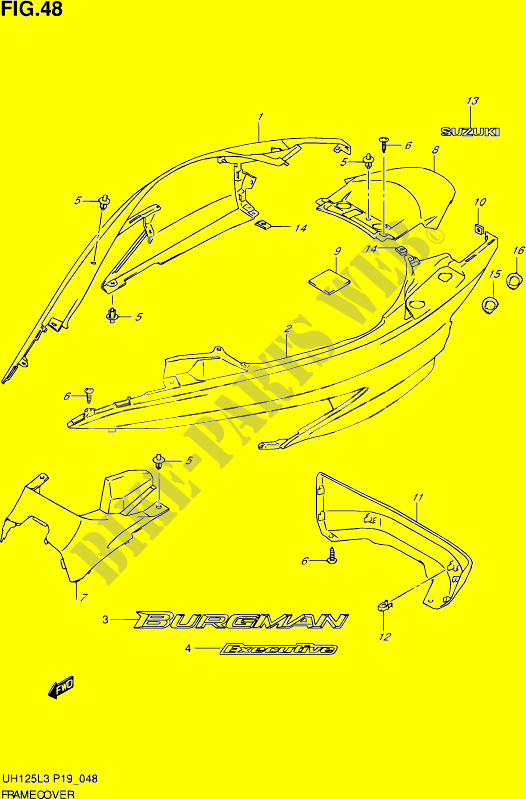 CARENAGES ARRIERE (UH125ZEL3 P19 ) pour Suzuki BURGMAN 125 2013