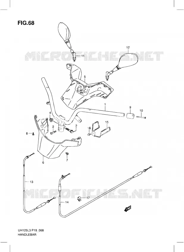 GUIDON (UH125L3 P19) Suzuki SCOOTER 125 BURGMAN 2012  UH125 L3/UH125Z L3/UH125ZE L3 (P19)