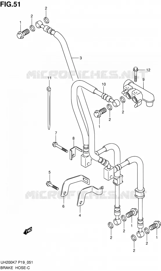 FLEXIBLE DE FREIN Suzuki SCOOTER 200 BURGMAN 2008  UH200K8(E02)