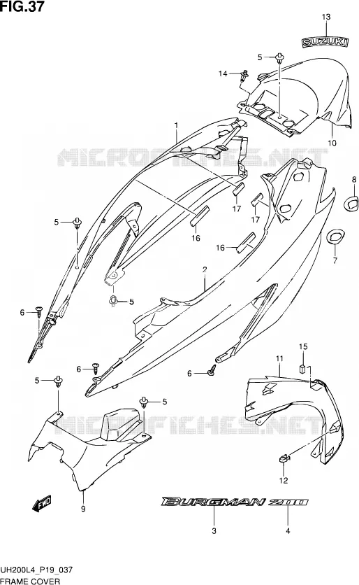CARENAGES ARRIERE Suzuki SCOOTER 200 BURGMAN 2014  UH200 L4 (P19)