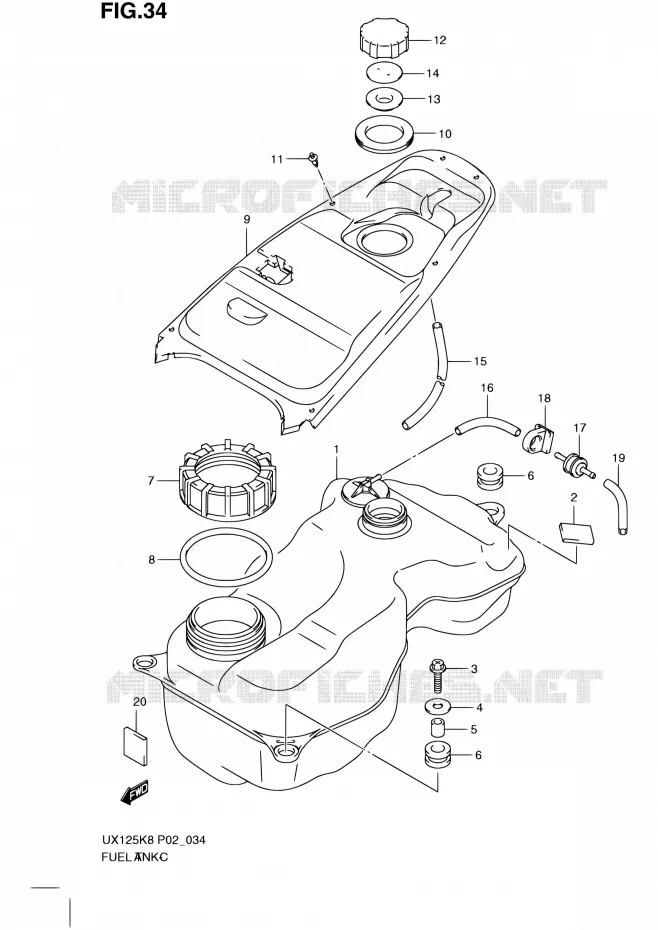 RESERVOIR D'ESSENCE Suzuki SCOOTER 125 SIXTEEN 2008  UX125K8(P19)