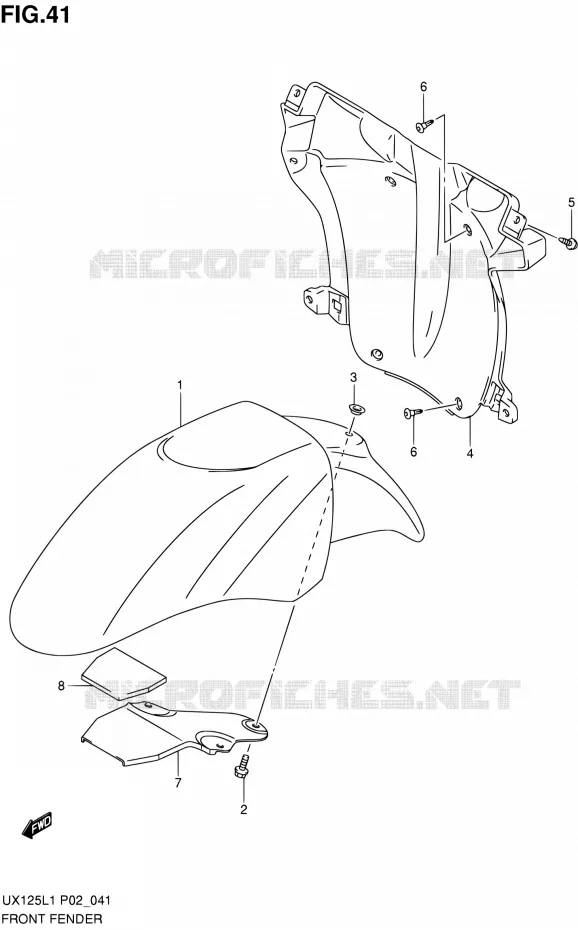 GARDE BOUE AVANT Suzuki SCOOTER 125 SIXTEEN 2012  UX125L1(P19)