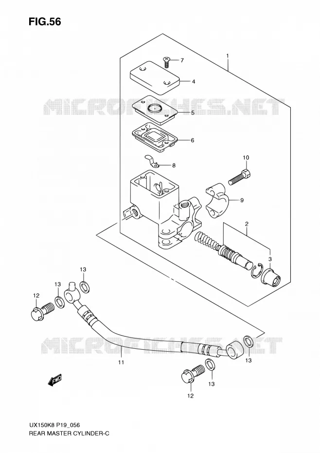 MAITRE CYLINDRE ARRIERE Suzuki SCOOTER 150 SIXTEEN 2010  UX150 L0 (P19)