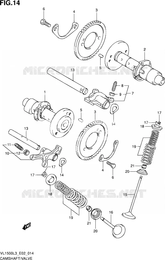 ARBRE A CAMES - VALVE Suzuki MOTO 1500 INTRUDER 2013  VL1500 L3 (E02)
