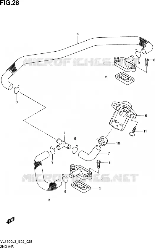 SYSTEME RECYCLAGE GAZ ECHAPPEMENT Suzuki MOTO 1500 INTRUDER 2013  VL1500 L3 (E02)