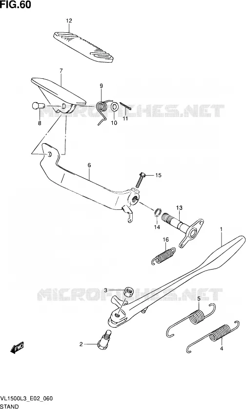 BEQUILLE (VL1500L3 E02) Suzuki MOTO 1500 INTRUDER 2013  VL1500 L3 (E19)