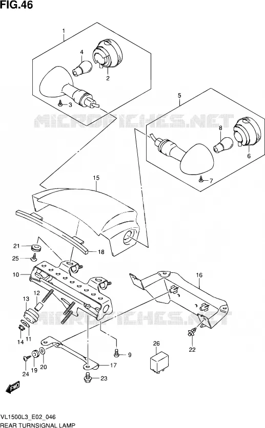 CLIGNOTANTS ARRIERE (VL1500L3 E02) Suzuki MOTO 1500 INTRUDER 2013  VL1500 L3 (E19)