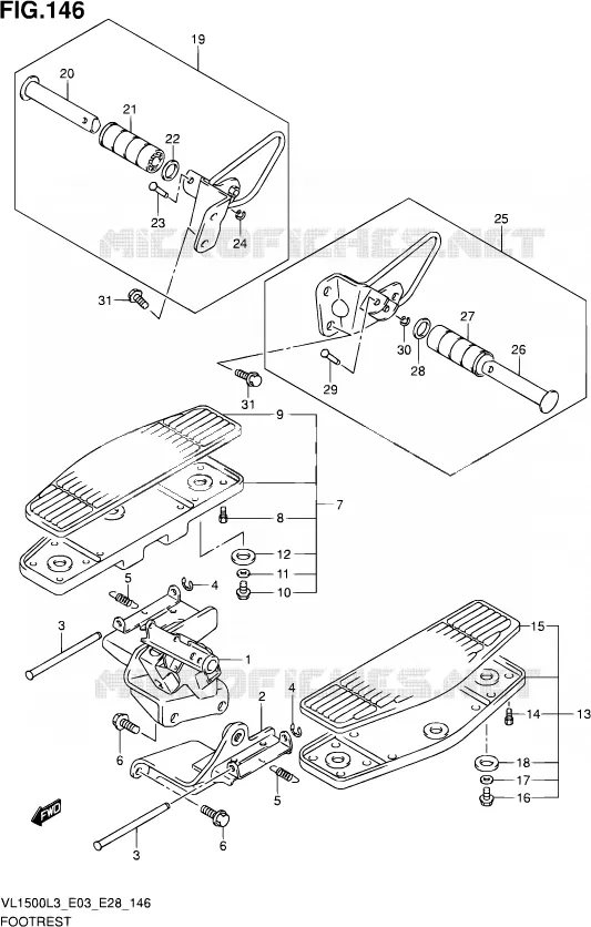 REPOSE PIED (VL1500L3 E03) Suzuki MOTO 1500 BOULEVARD 2013  VL1500 L3/VL1500B L3 (E03,E28,E33)
