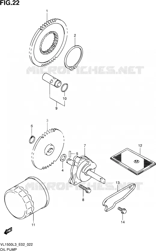 POMPE A HUILE Suzuki MOTO 1500 INTRUDER 2013  VL1500B L3 (E02)