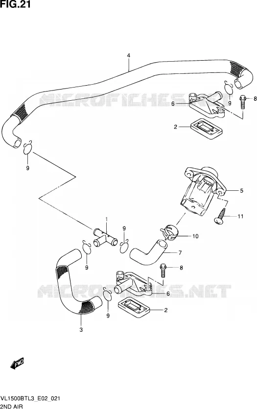 SYSTEME RECYCLAGE GAZ ECHAPPEMENT Suzuki MOTO 1500 INTRUDER 2013  VL1500B TL3 (E19)