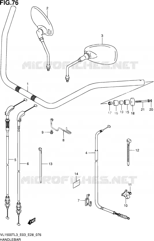 GUIDON (VL1500TL3 E03) Suzuki MOTO 1500 BOULEVARD 2013  VL1500T L3 (E03,E28,E33)