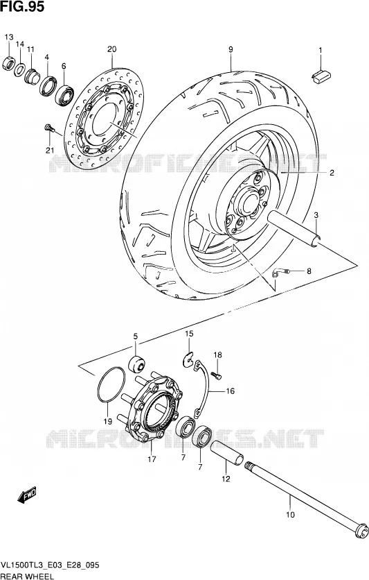 ROUE ARRIERE Suzuki MOTO 1500 BOULEVARD 2013  VL1500T L3 (E03,E28,E33)