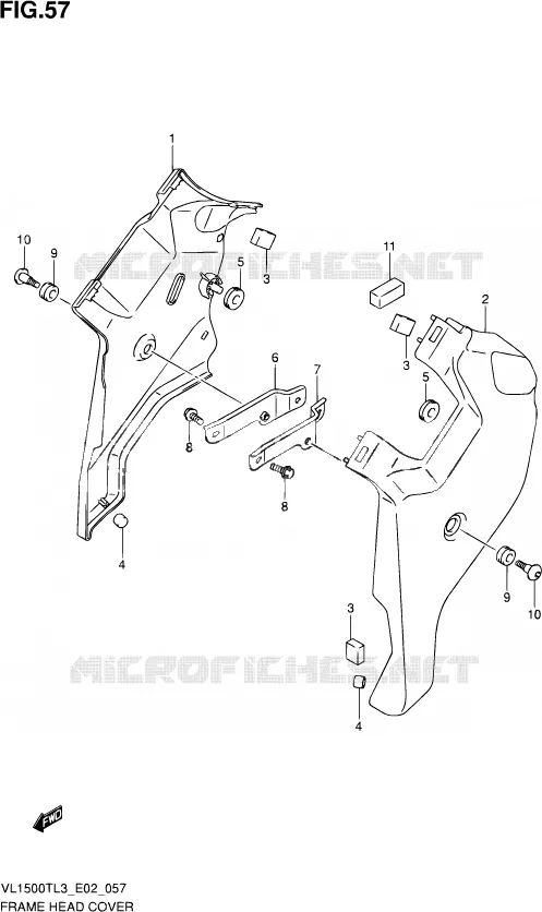 COUVERCLES DE CADRE AVANT Suzuki MOTO 1500 INTRUDER 2013  VL1500T L3 (E19)