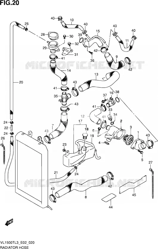 DURITE DE RADIATEUR (VL1500TL3 E02) Suzuki MOTO 1500 INTRUDER 2014  VL1500T L3 (E19)