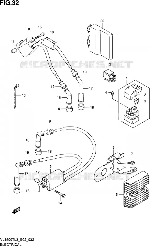 PARTIE ELECTRIQUE (VL1500TL3 E19) Suzuki MOTO 1500 INTRUDER 2013  VL1500T L3 (E19)