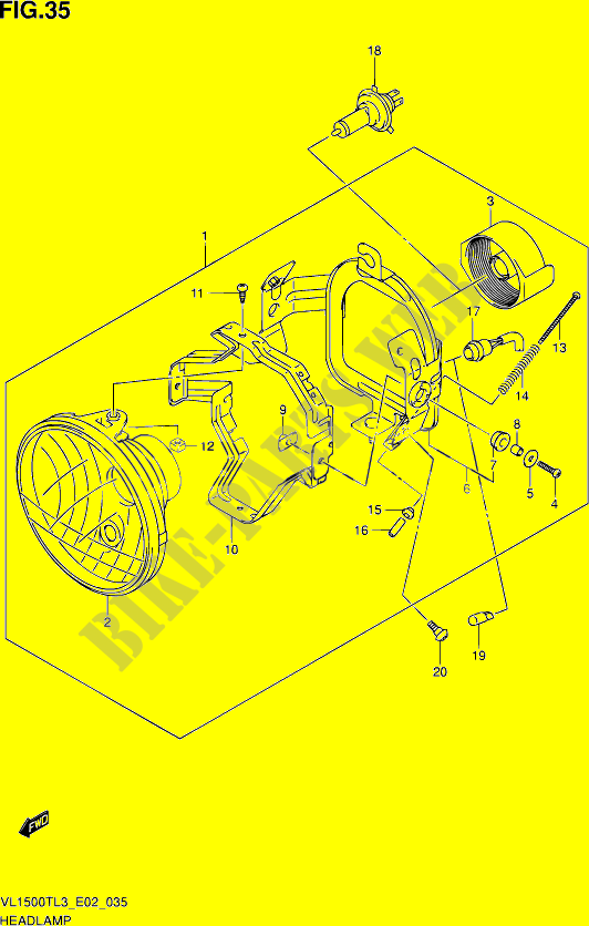 PHARE (VL1500TL3 E02) pour Suzuki INTRUDER 1500 2013