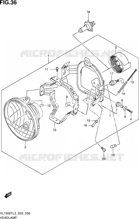 PHARE (VL1500TL3 E19) Suzuki MOTO 1500 INTRUDER 2013  VL1500T L3 (E19)