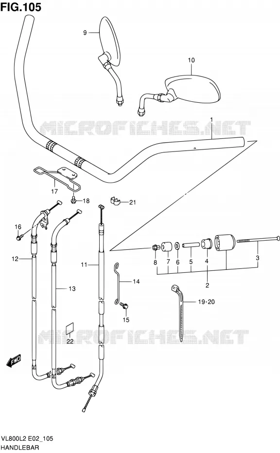 GUIDON (VL800CL2 E19) Suzuki MOTO 800 VOLUSIA 2012  VL800L2