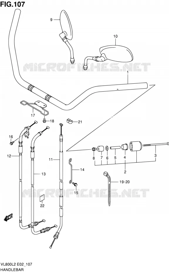 GUIDON (VL800CUEL2 E19) Suzuki MOTO 800 VOLUSIA 2012  VL800L2