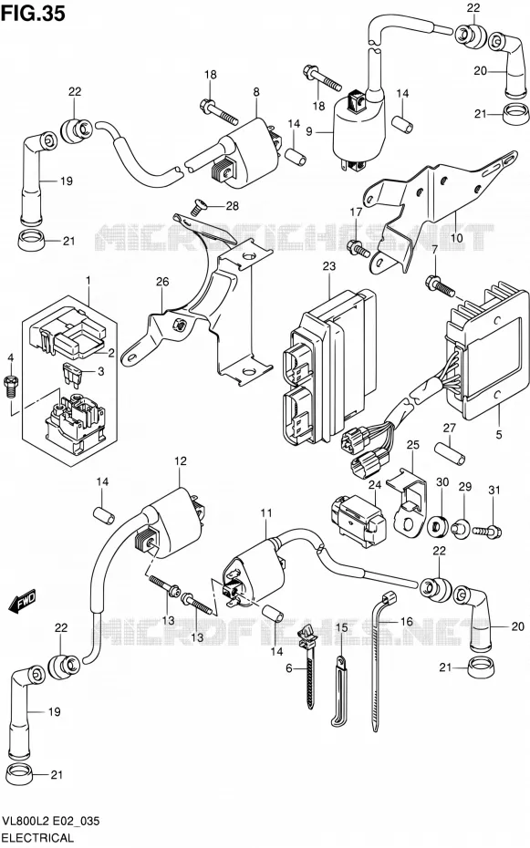 PARTIE ELECTRIQUE (VL800CUEL2 E19) Suzuki MOTO 800 VOLUSIA 2012  VL800L2