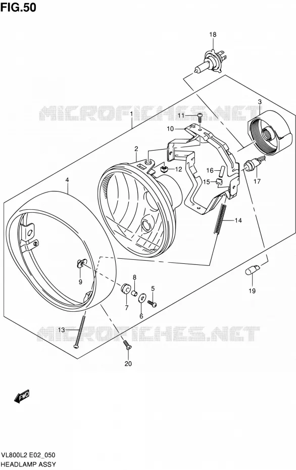 PHARE (VL800CL2 E02) Suzuki MOTO 800 VOLUSIA 2012  VL800L2