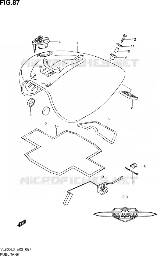 RESERVOIR D'ESSENCE (VL800L3 E02) Suzuki MOTO 800 VOLUSIA 2013  VL800 L3 (E02)