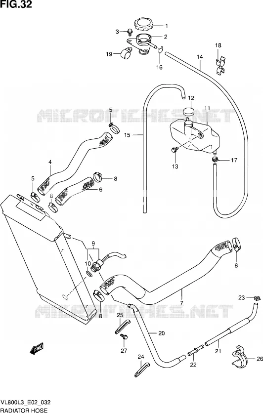 DURITE DE RADIATEUR (VL800CL3 E24) Suzuki MOTO 800 VOLUSIA 2013  VL800 L3 (E19)