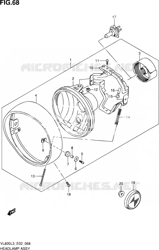 PHARE (VL800CL3 E24) Suzuki MOTO 800 VOLUSIA 2013  VL800 L3 (E19)