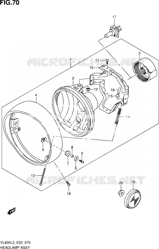 PHARE (VL800TL3 E24) Suzuki MOTO 800 VOLUSIA 2013  VL800 L3 (E19)
