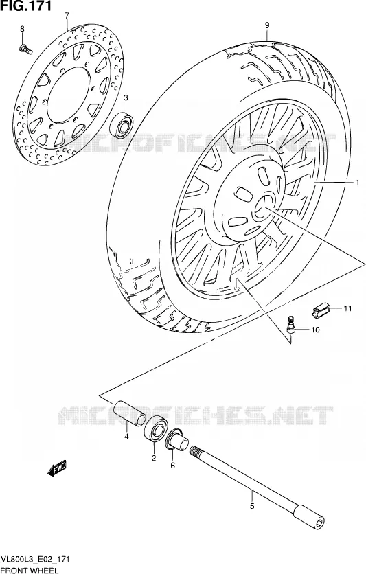 ROUE AVANT (VL800CUEL3 E19) Suzuki MOTO 800 VOLUSIA 2013  VL800 L3 (E19)