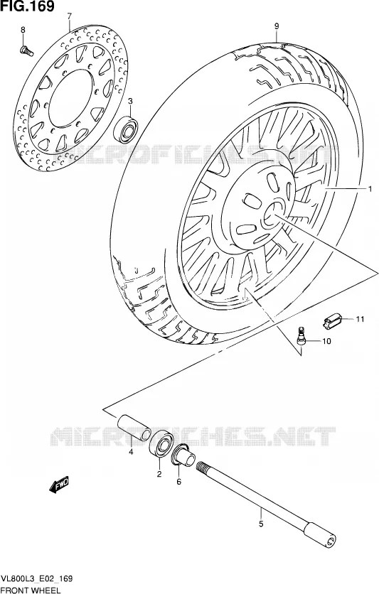 ROUE AVANT (VL800CL3 E19) Suzuki MOTO 800 VOLUSIA 2013  VL800 L3/VL800T L3 (E24)