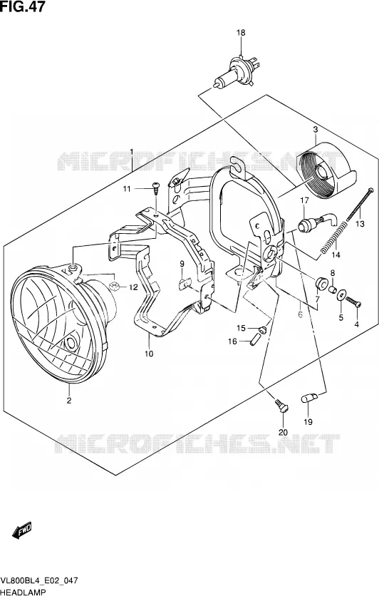 PHARE (VL800BL4 E19) Suzuki MOTO 800 INTRUDER 2014  VL800B L4 (E19)