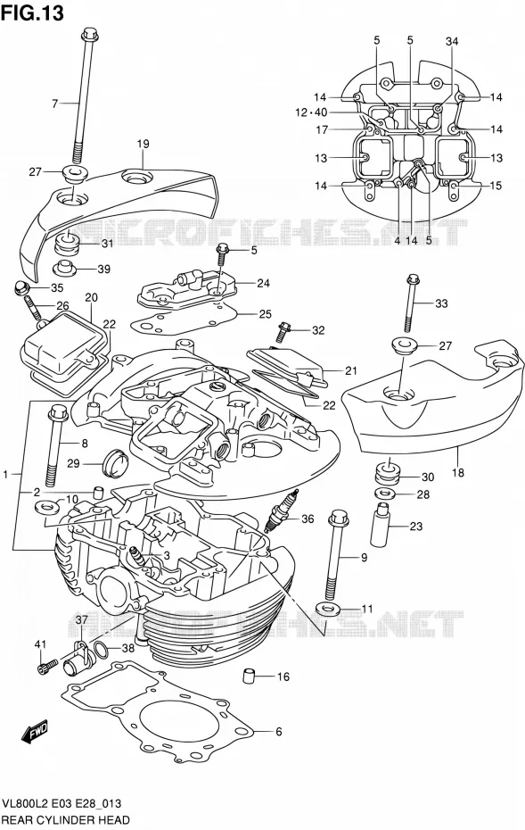 CULASSE ARRIERE (VL800L2 E33) Suzuki MOTO 800 VOLUSIA 2012  VL800CL2