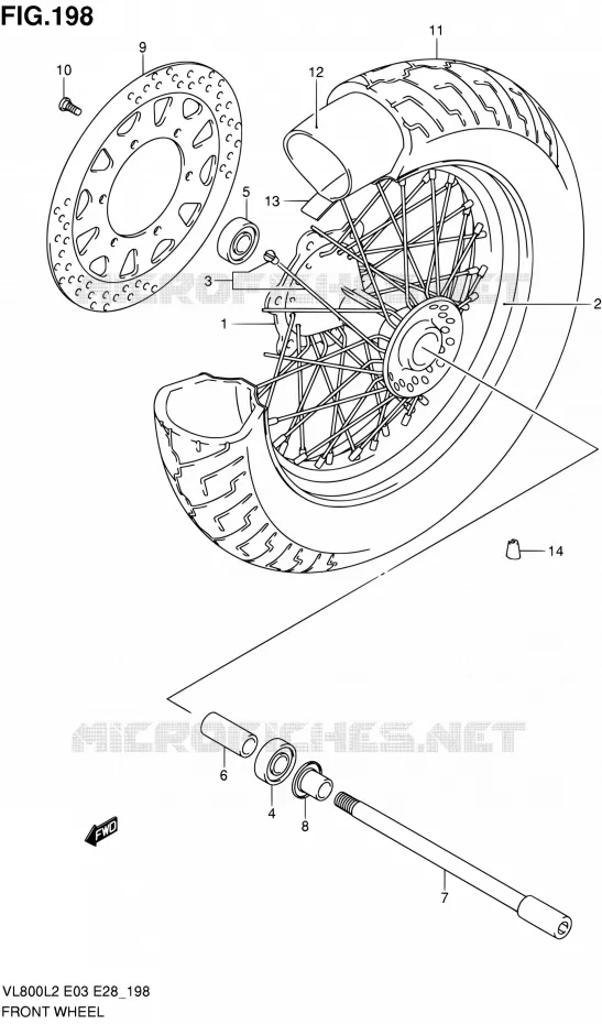 ROUE AVANT (VL800TL2 E28) Suzuki MOTO 800 VOLUSIA 2012  VL800CL2