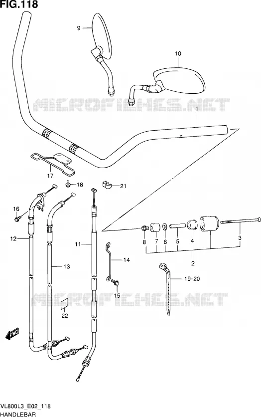 GUIDON (VL800L3 E24) Suzuki MOTO 800 VOLUSIA 2013  VL800C L3 (E19)