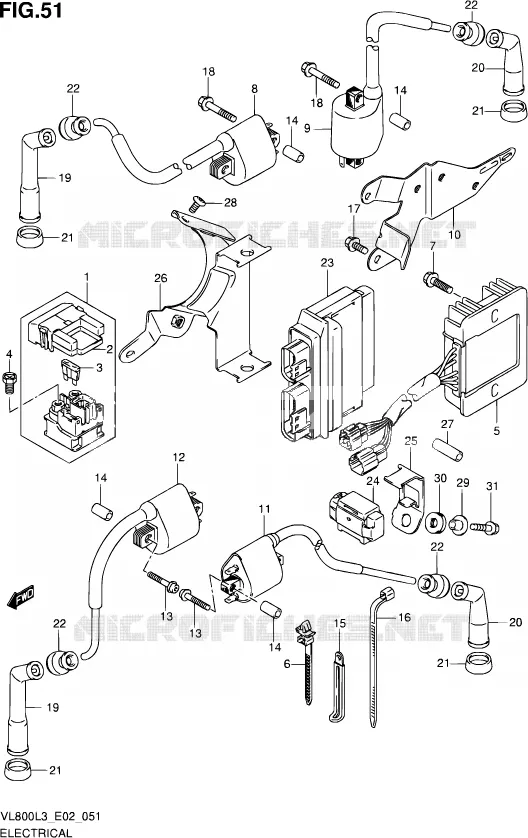 PARTIE ELECTRIQUE (VL800CUEL3 E19) Suzuki MOTO 800 VOLUSIA 2013  VL800C L3 (E19)