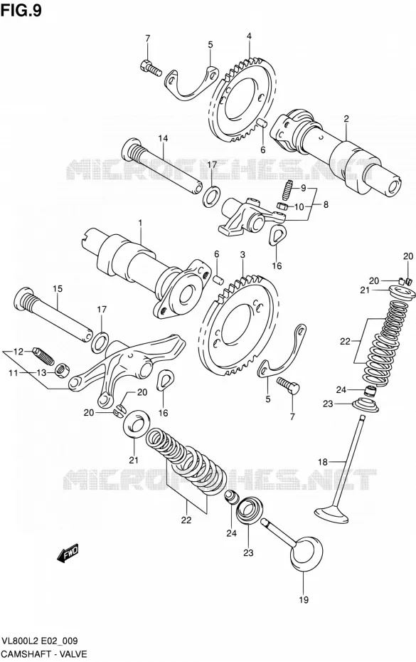 ARBRE A CAMES - VALVE Suzuki MOTO 800 VOLUSIA 2012  VL800CUEL2