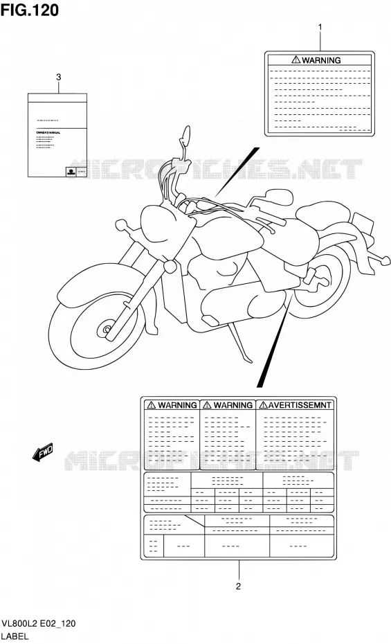 ETIQUETTE (VL800L2 E02) Suzuki MOTO 800 VOLUSIA 2012  VL800CUEL2
